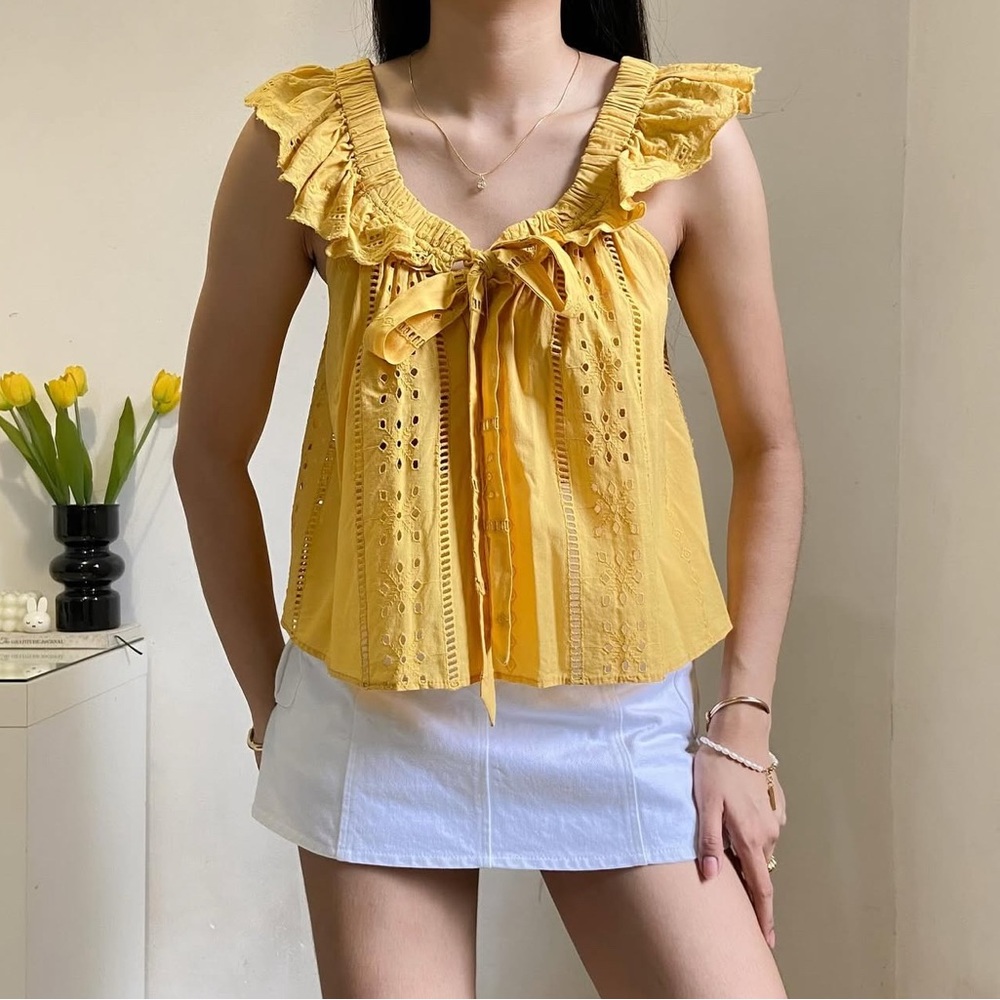 Zara Yellow Boat Neck Top - Size XS